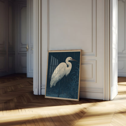 White Egret in Rainfall Poster
