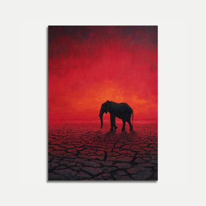 Affiche Éléphant au Coucher de Soleil dans le Désert