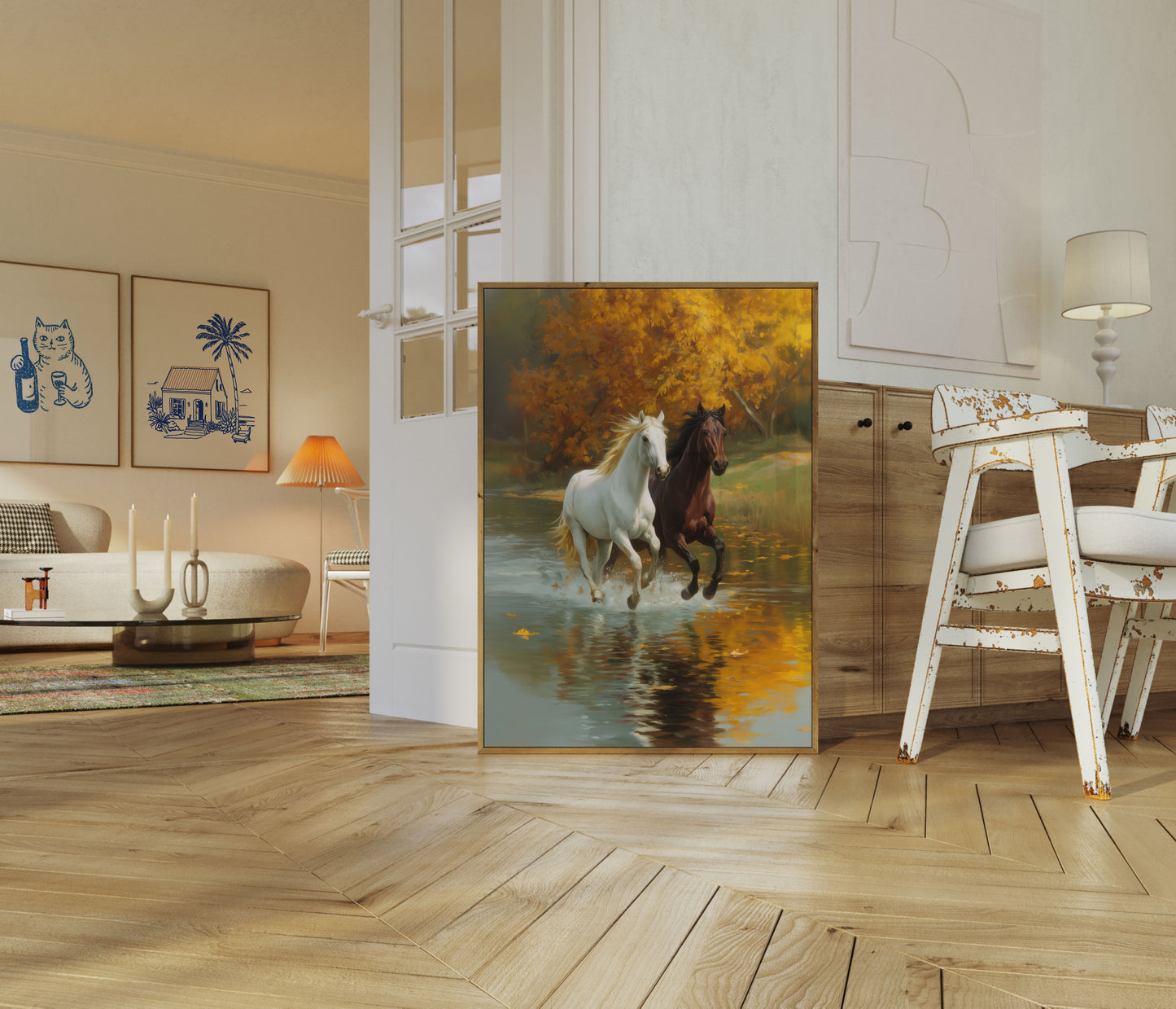 Pôster de Cavalos Correndo no Outono