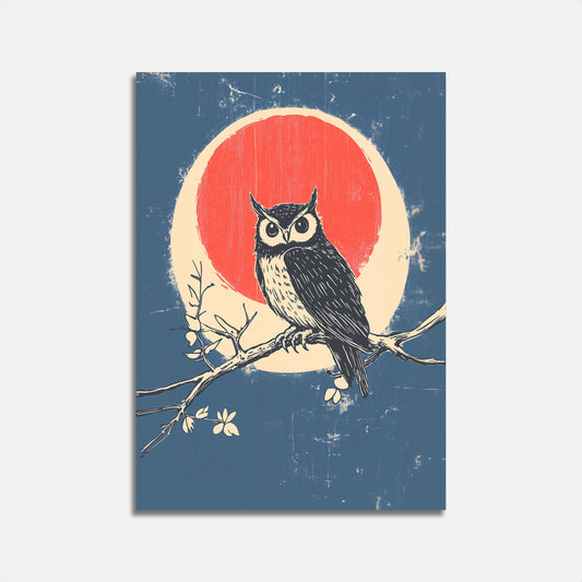 Owl Under Red Moon Poster