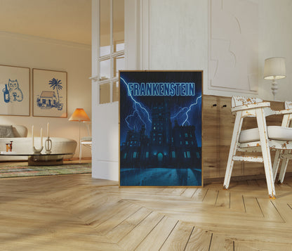 Frankenstein Castle Lightning Poster