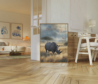 Majestic Rhino African Savanna Poster