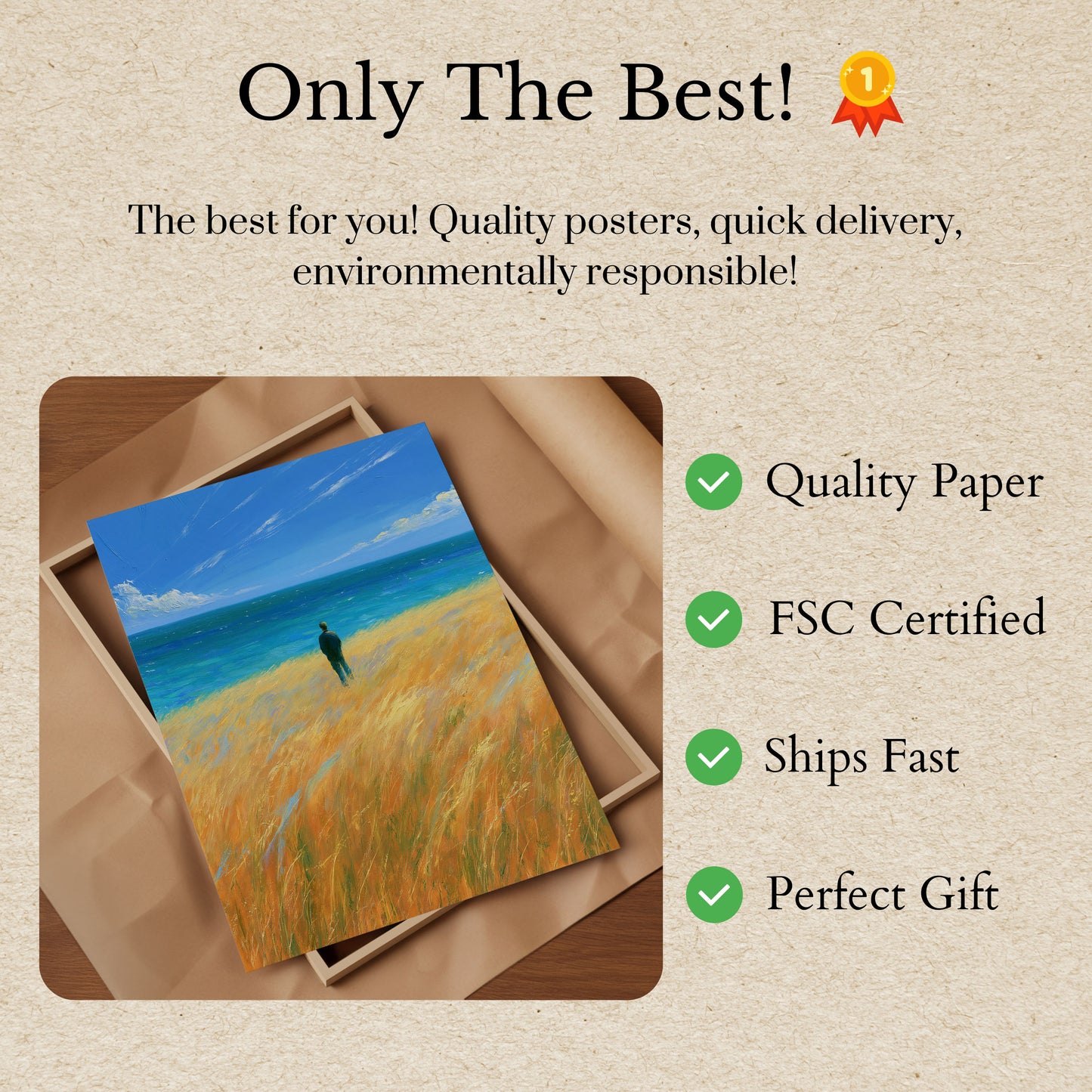 Solitary Figure by the Sea Poster