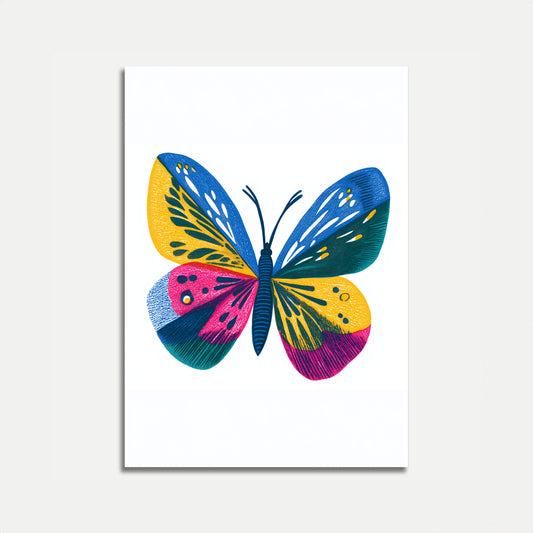 Póster de alas de mariposa coloridas