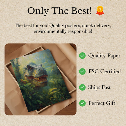 Póster del bosque de depredadores prehistóricos