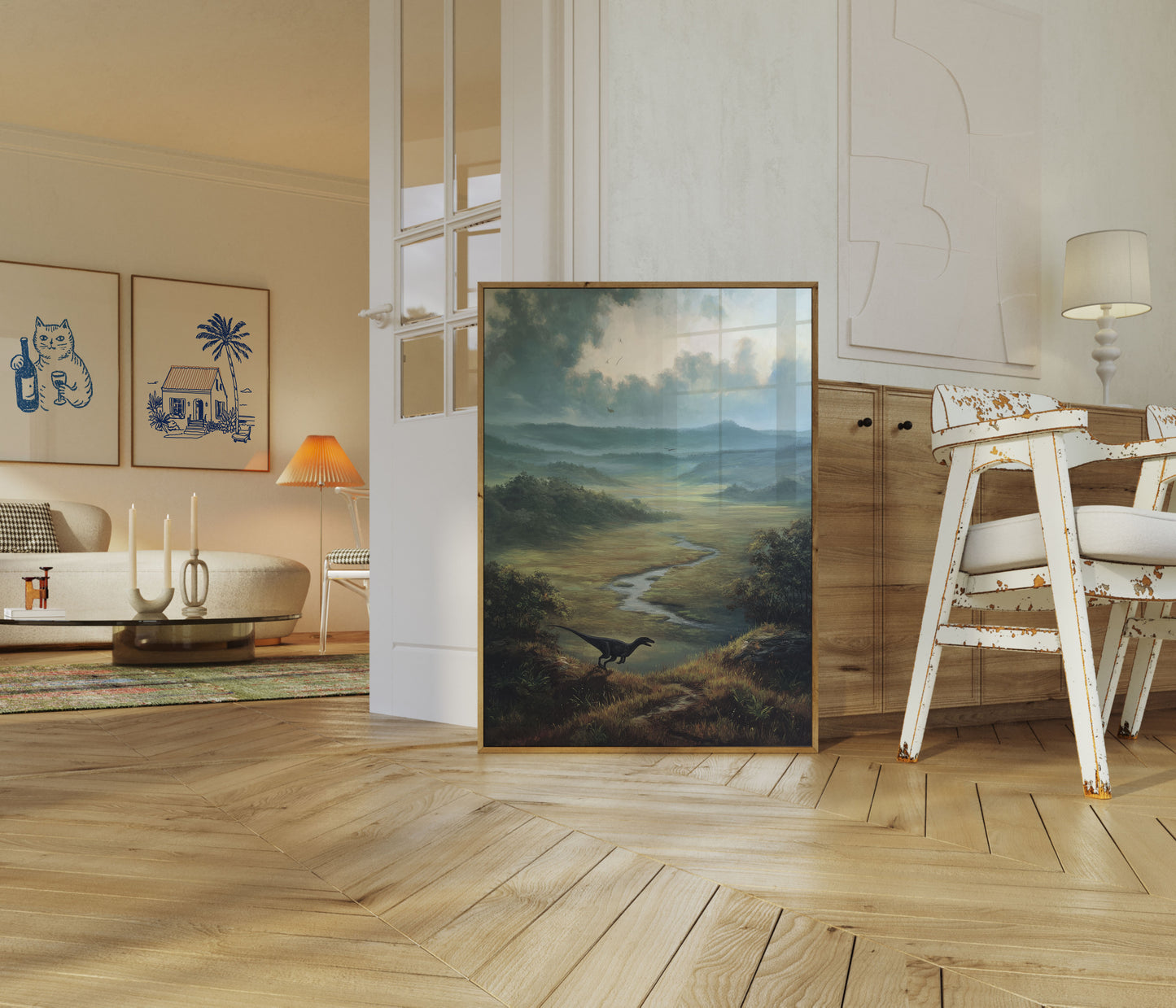 Ancient River Valley Dinosaur Poster