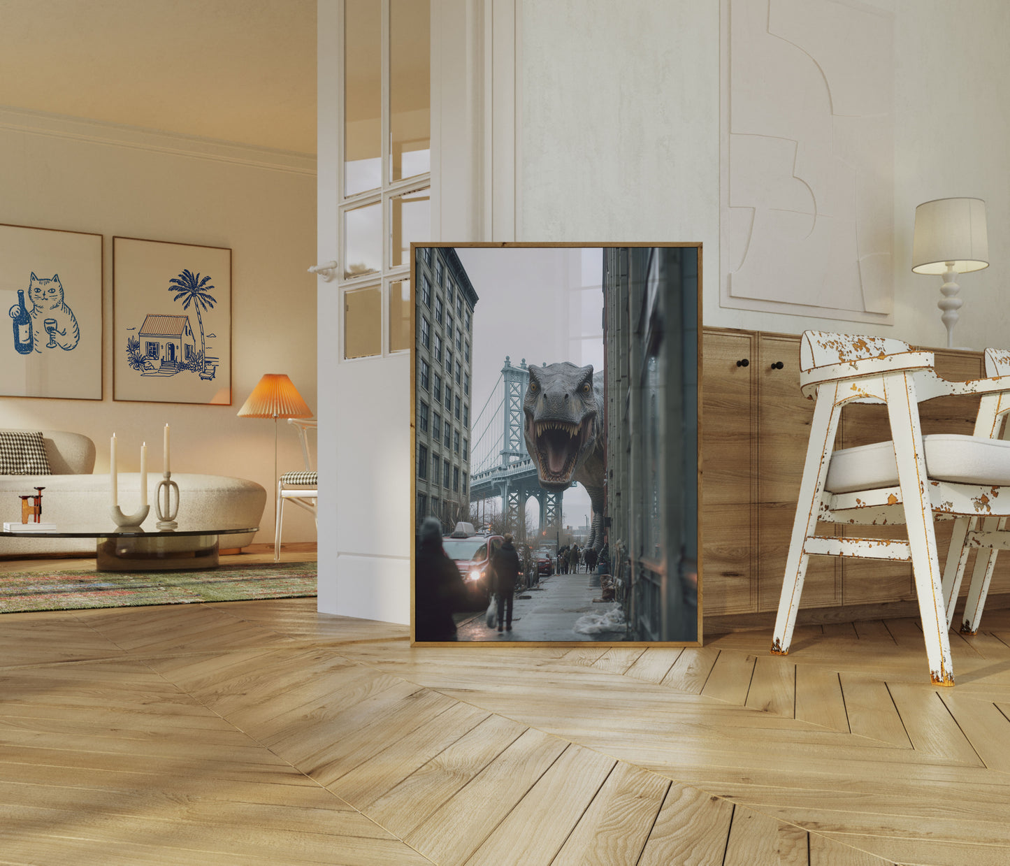 Urban Dinosaur Manhattan Bridge Poster