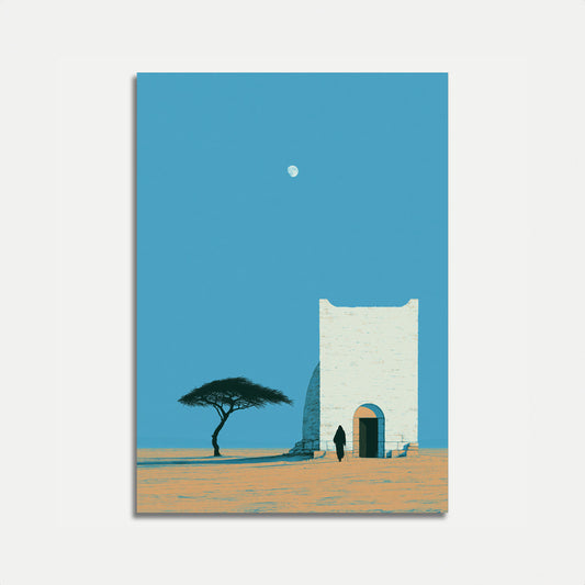 Desert Architecture Under Moonlight Poster