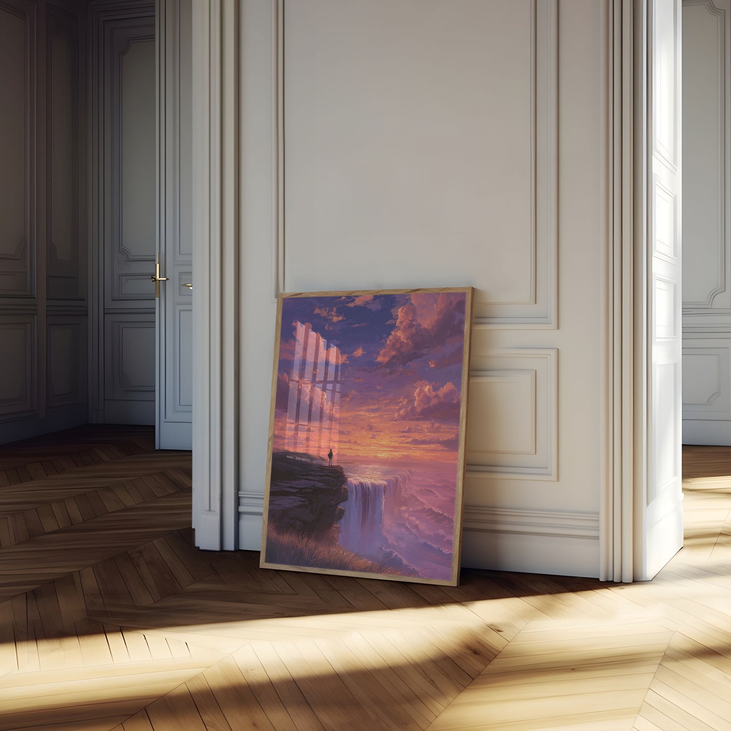 Solnedgangs Klippe Kontemplation Plakat