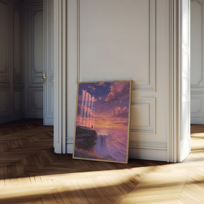 Solnedgangs Klippe Kontemplation Plakat