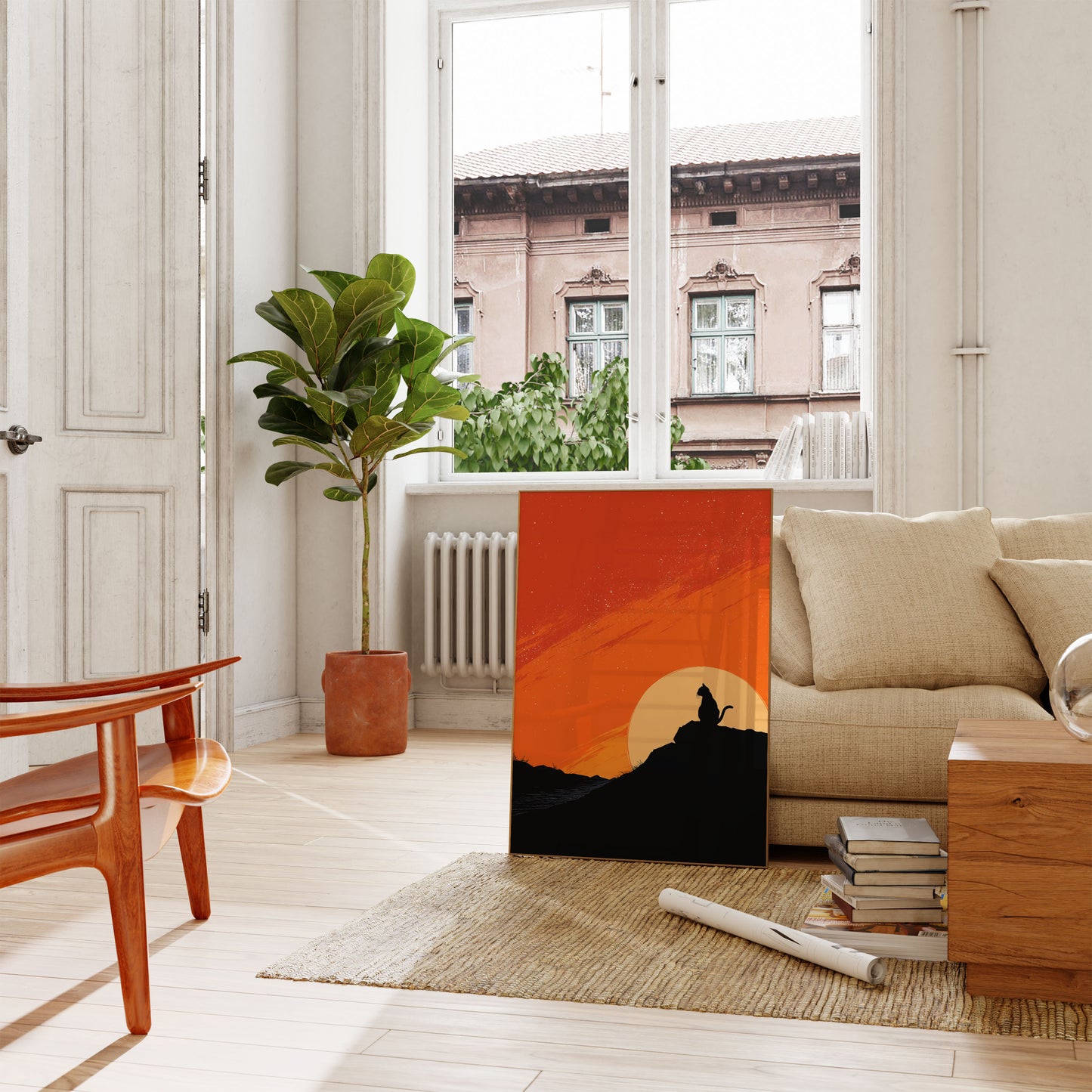 Katsilhuet Solnedgang Plakat