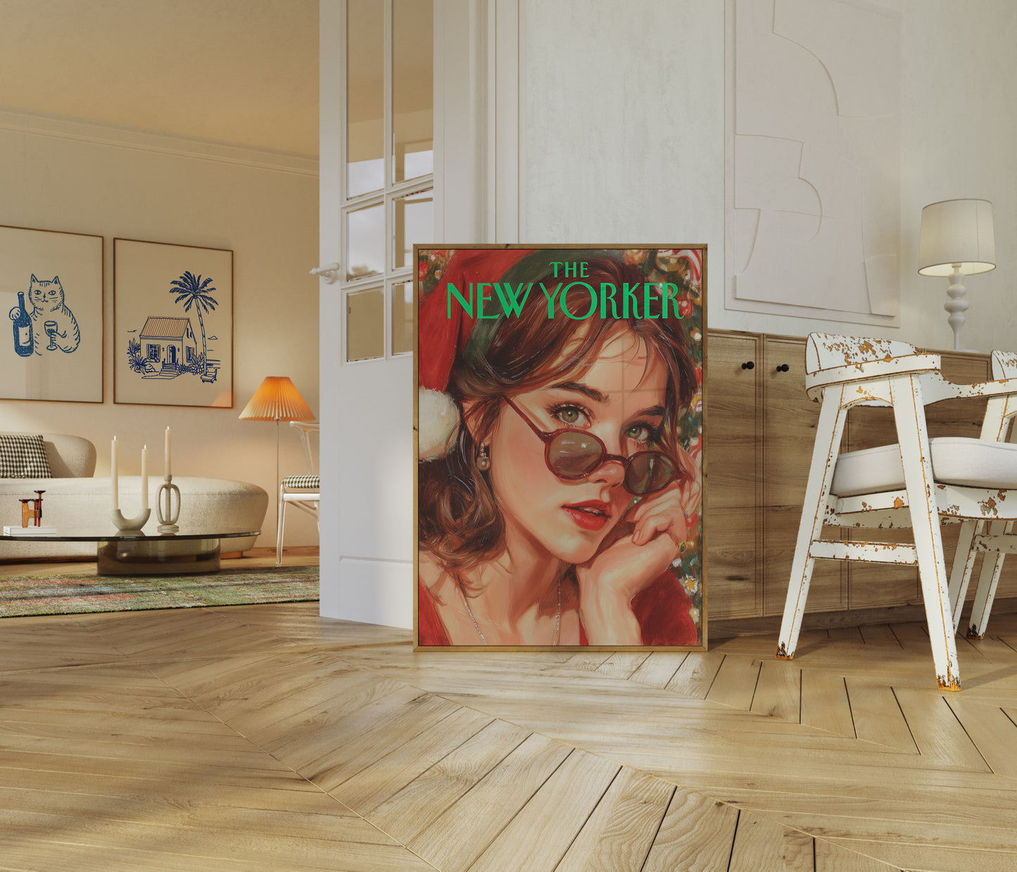 Festive Vintage New Yorker Poster