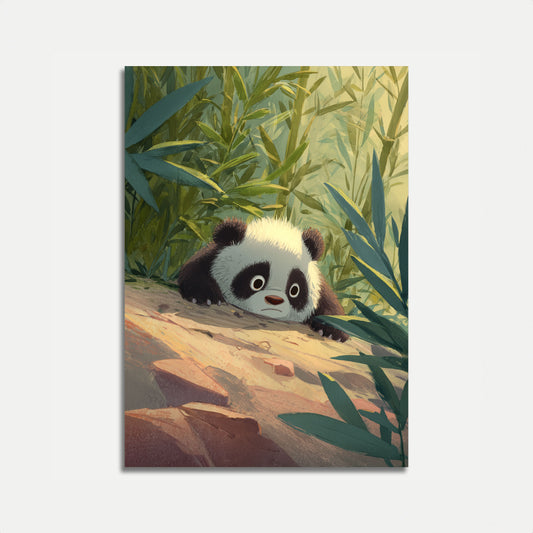 Affiche Panda Curieux Parmi les Bambous