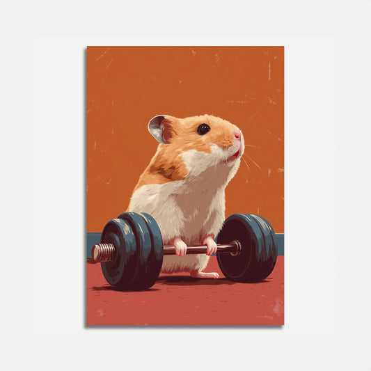 Affiche Hamster Fitness Soulevant des Poids