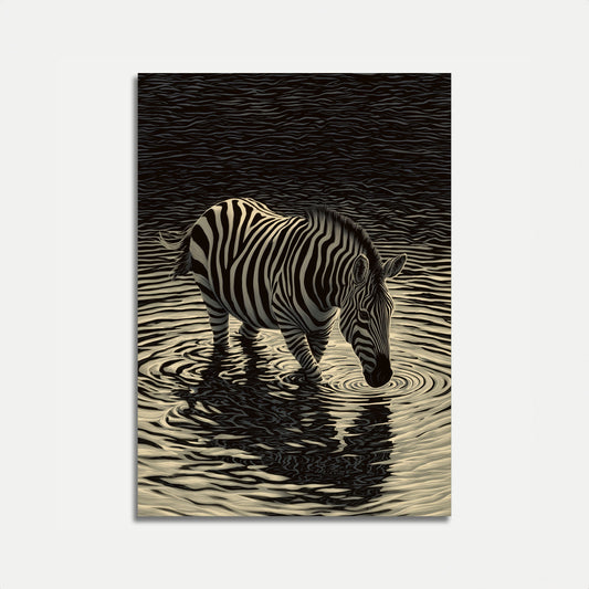 Zebra Waterscape Reflection Poster