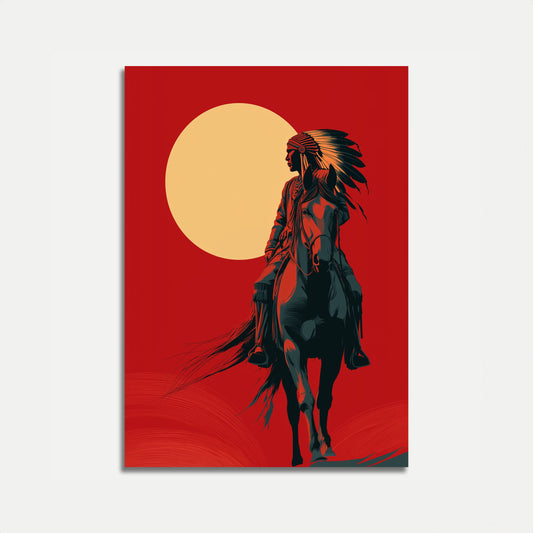 Native Rider Sunset Poster