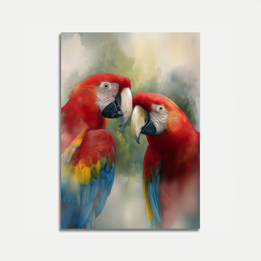 Póster de amor de guacamayo escarlata