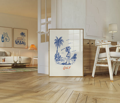 Affiche de swing de golf tropical