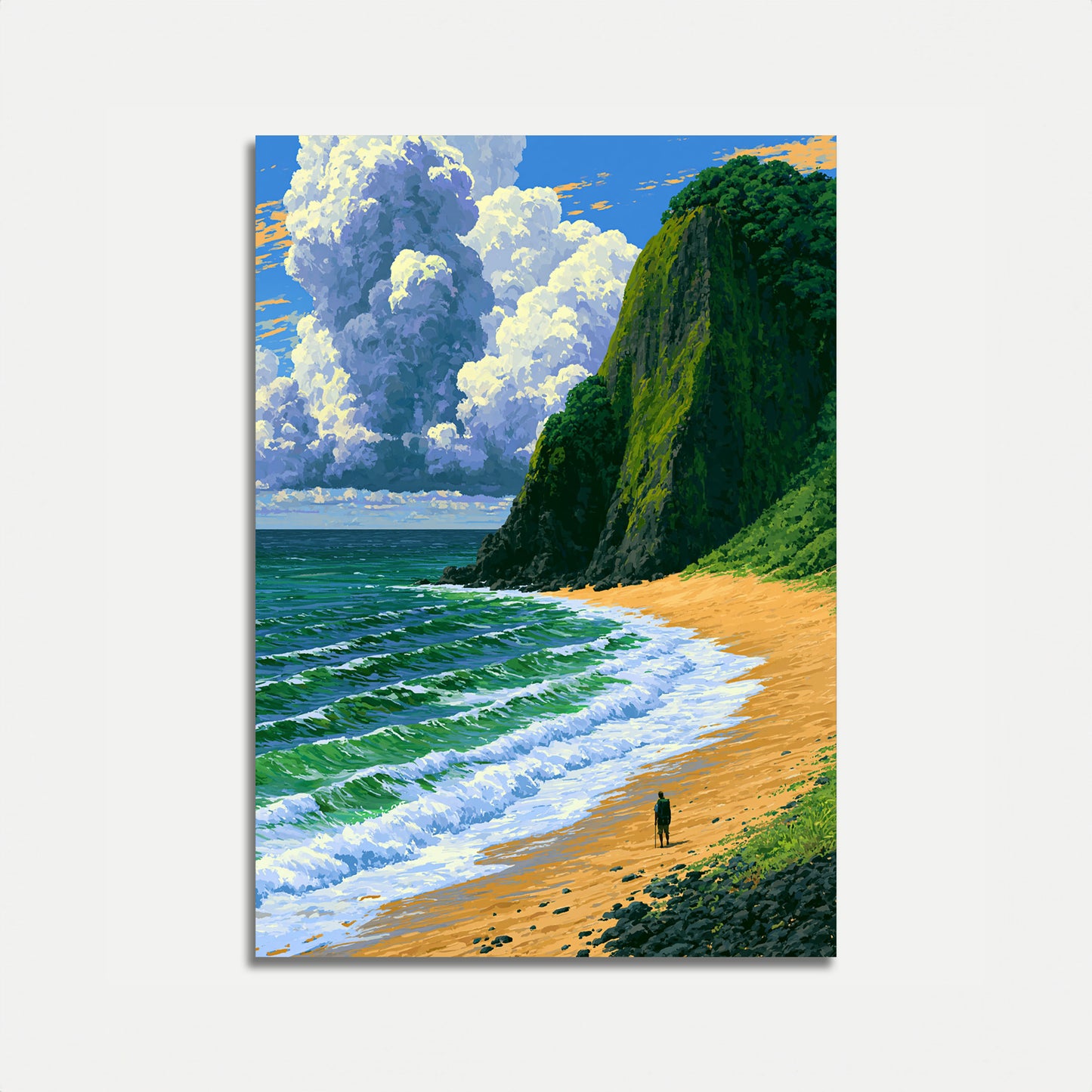 Plakat: Surfer på Kystklipper