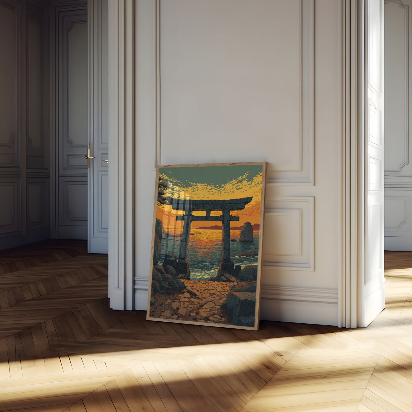 Japanese Torii Gate Sunset Poster