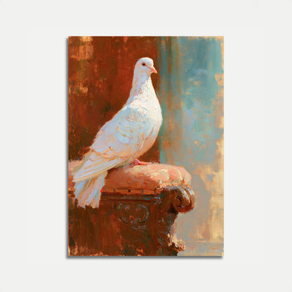 Póster Paloma Blanca sobre Pedestal Ornamentado