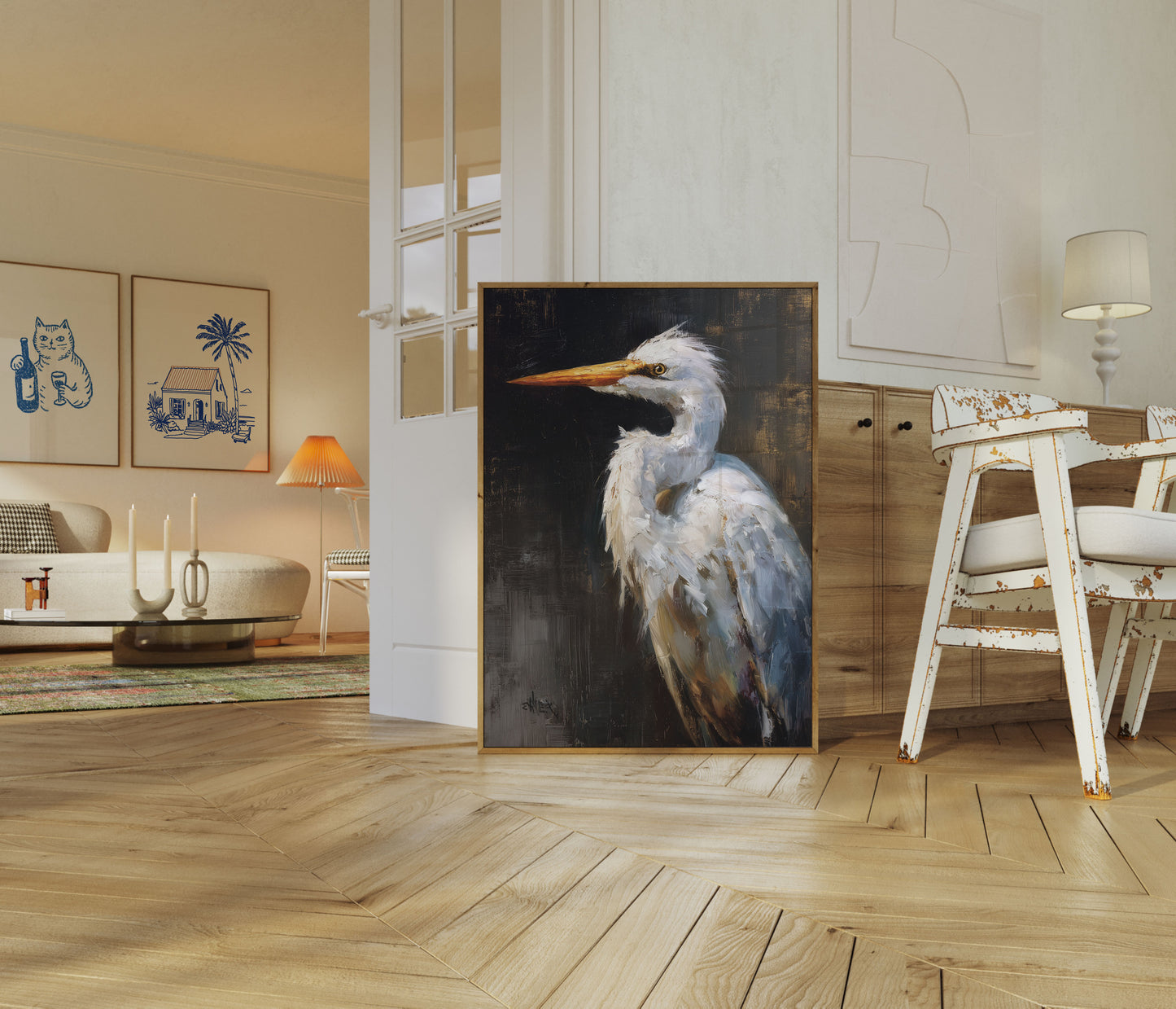 Elegant White Heron Poster