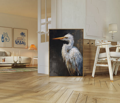 Elegant White Heron Poster