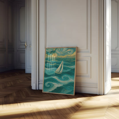 Sailboat on Starry Seas Poster