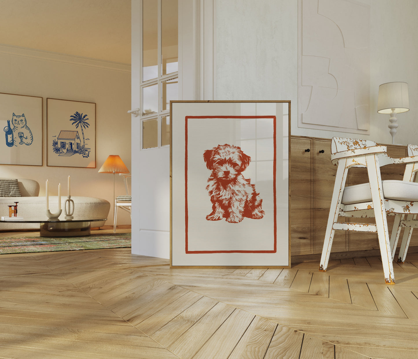 Affiche d'amour de chiot duveteux