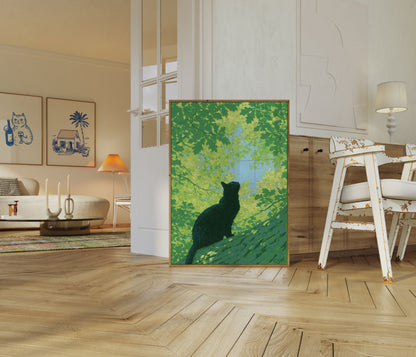 Poster Gato Preto Olhando Para Cima