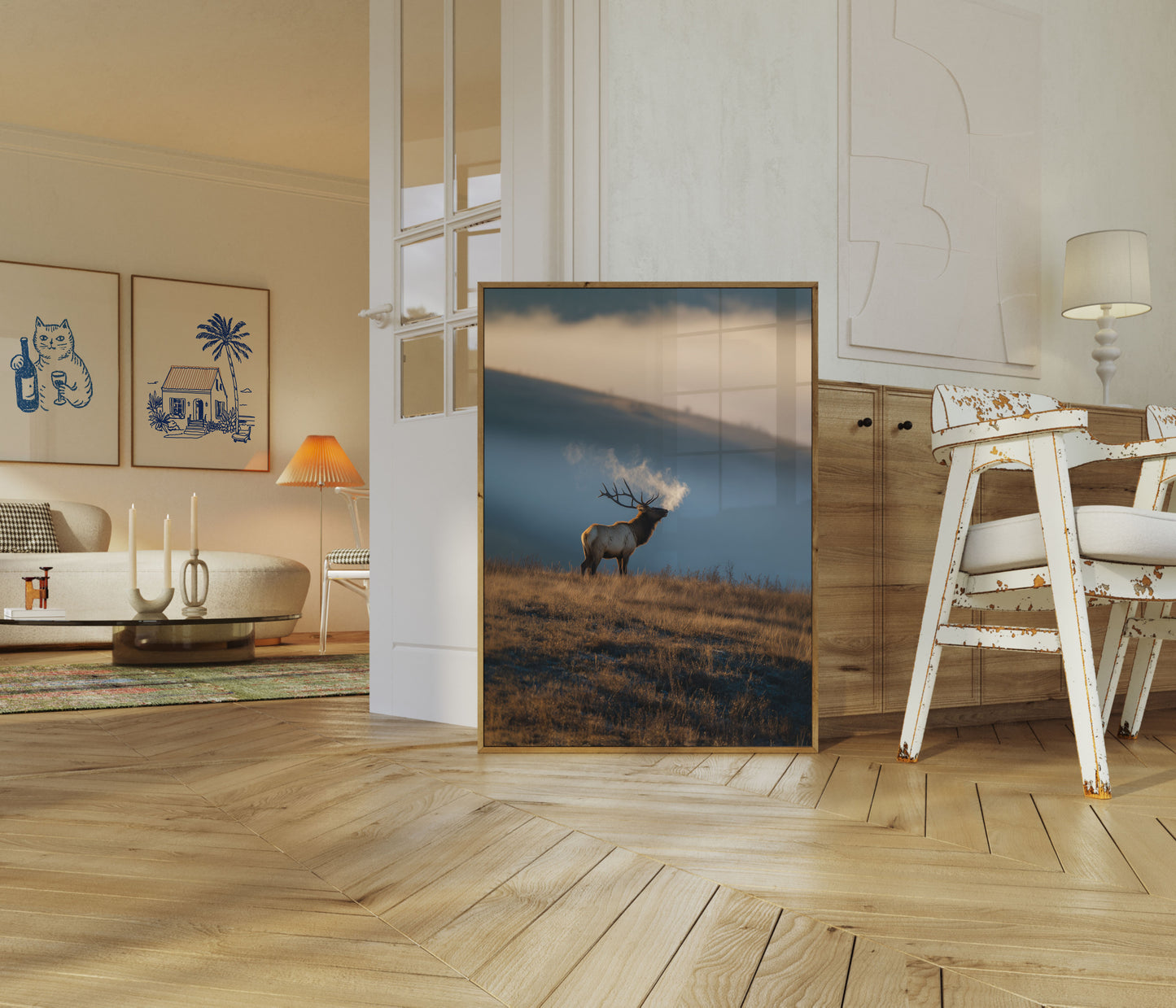Misty Morning Elk Poster