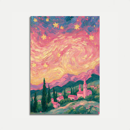 Póster Paisaje Noche Estrellada