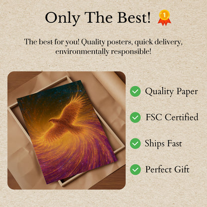 Phoenix Rising Golden Wings Poster