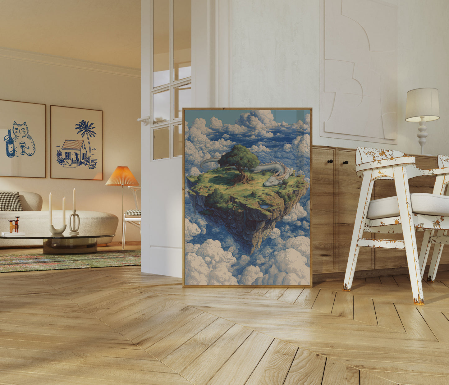 Floating Island Dragon Realm Poster