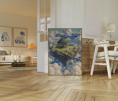 Floating Island Dragon Realm Poster