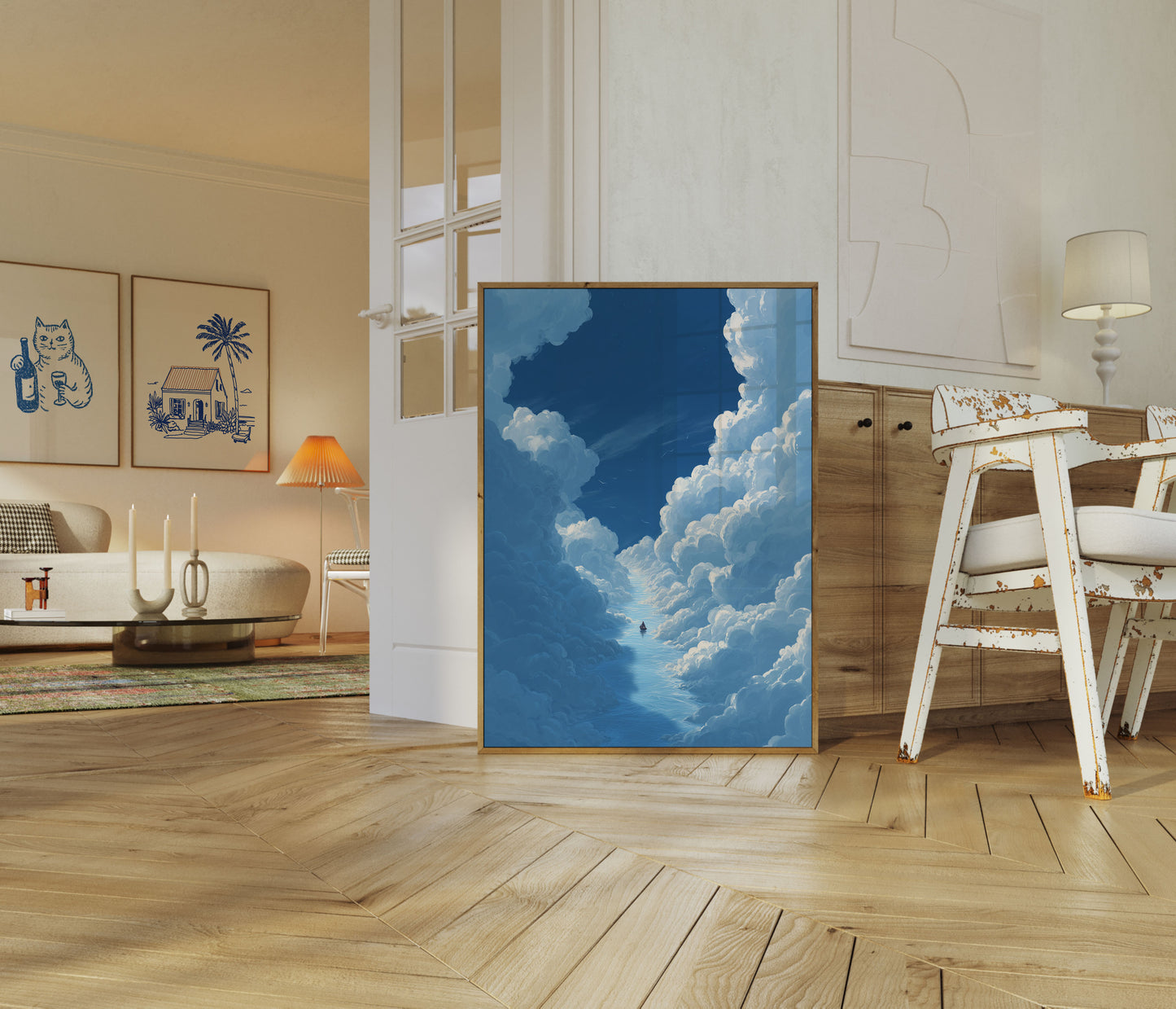 Celestial River Through Clouds Poster