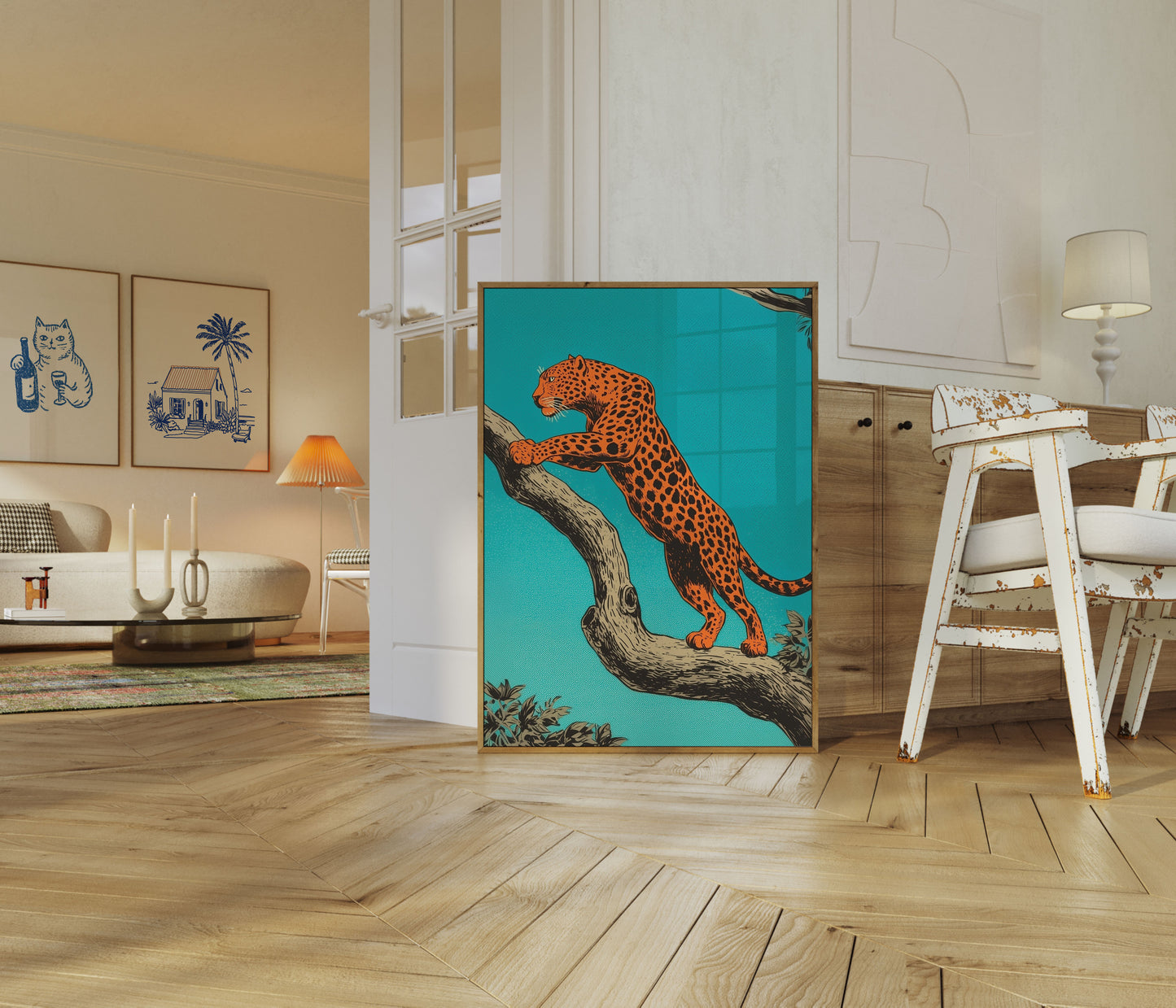 Fierce Orange Jaguar Tree Poster