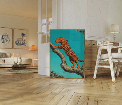 Fierce Orange Jaguar Tree Poster