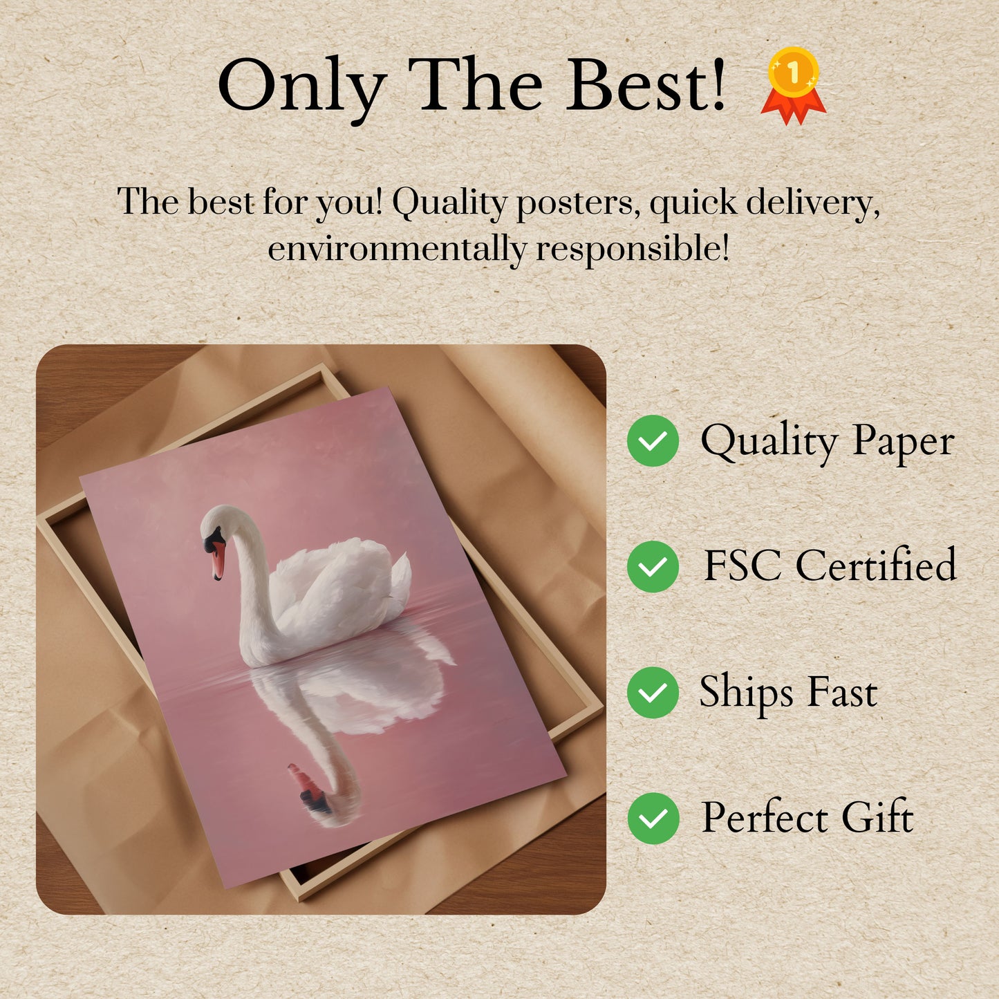 Póster elegante del cisne blanco