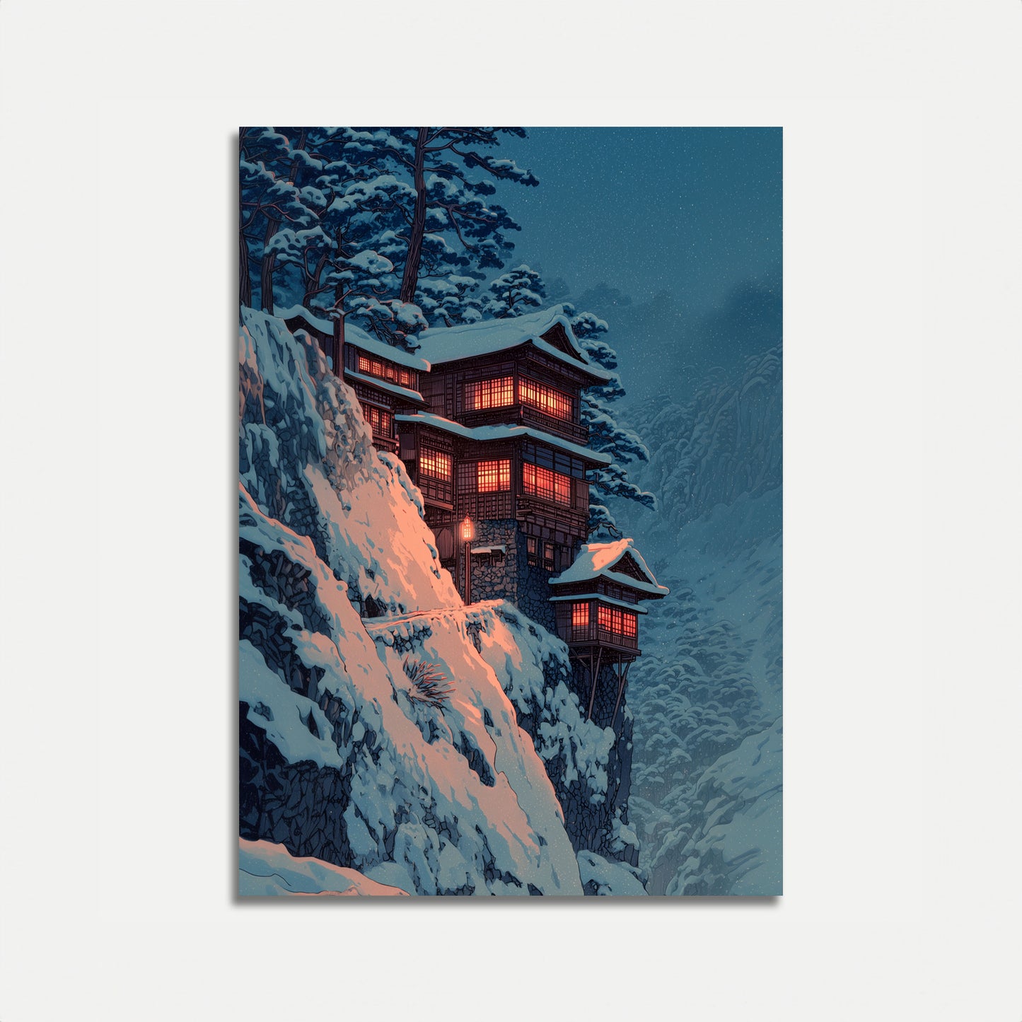 Pôster de Noite de Inverno em Cabana de Montanha