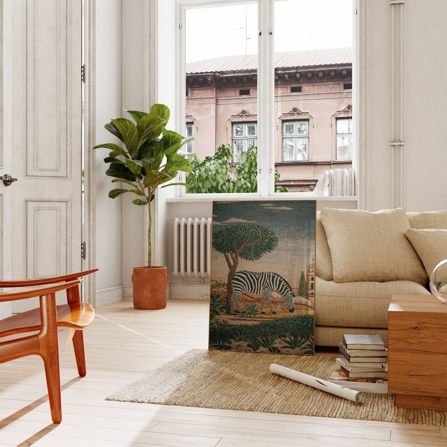 Zebra Under Mediterranean Tree Poster