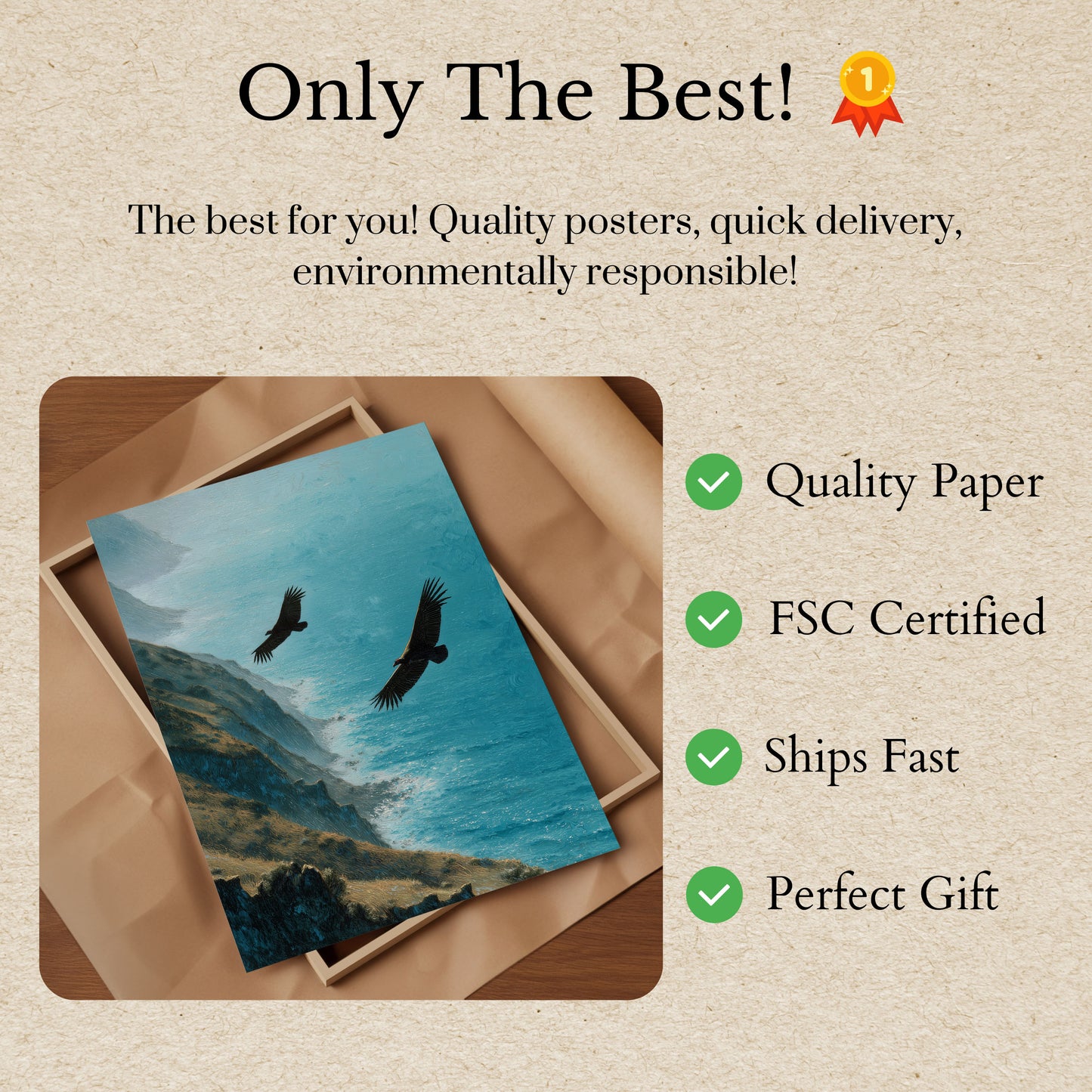 Eagles Soaring Over Coastal Cliffs Poster