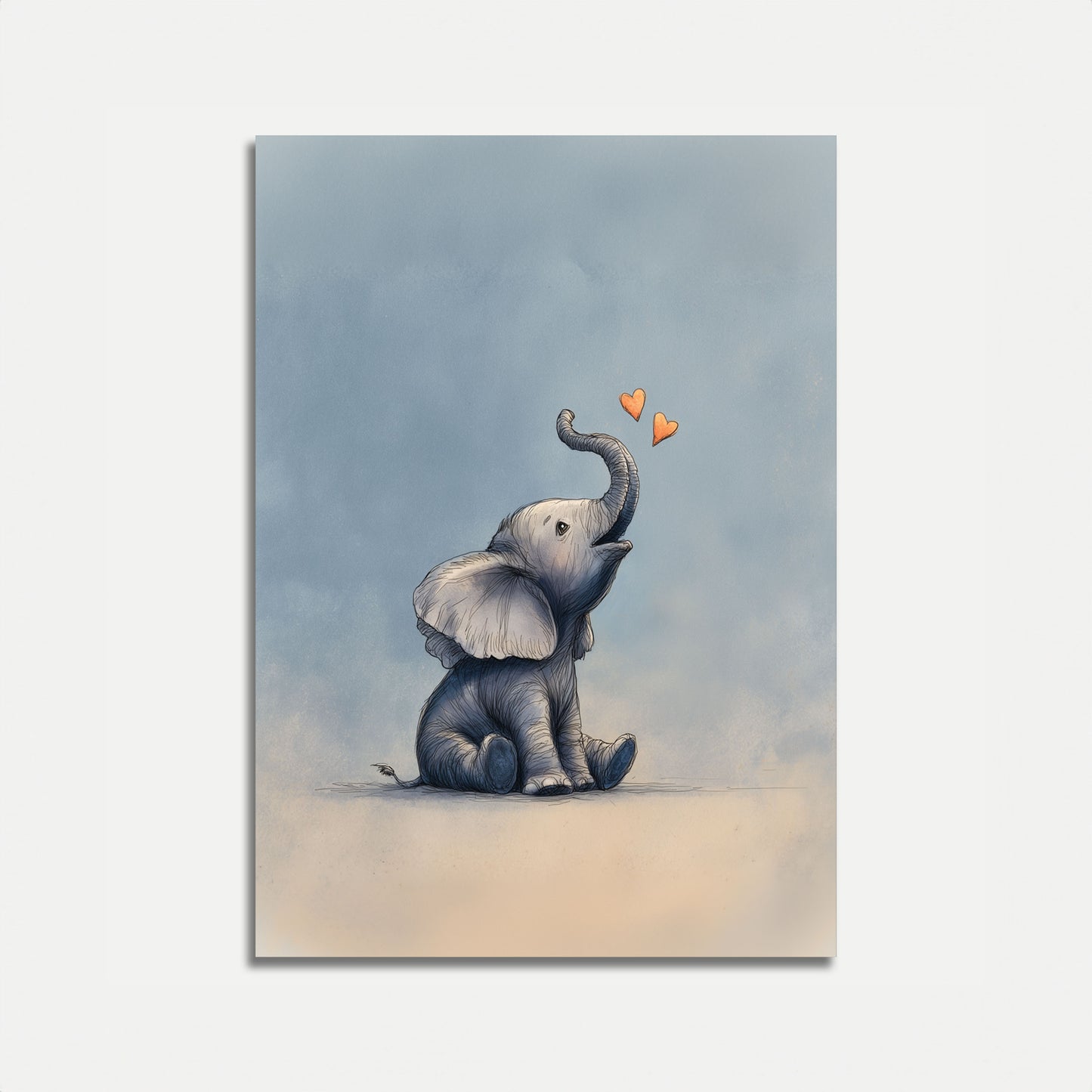 Gentle Elephant Love Hearts Poster