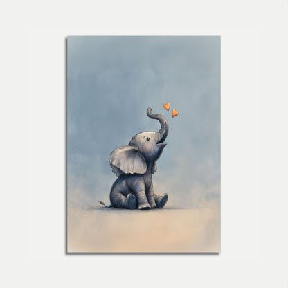 Gentle Elephant Love Hearts Poster