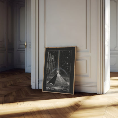 Cosmic Light Beam Pyramid Poster