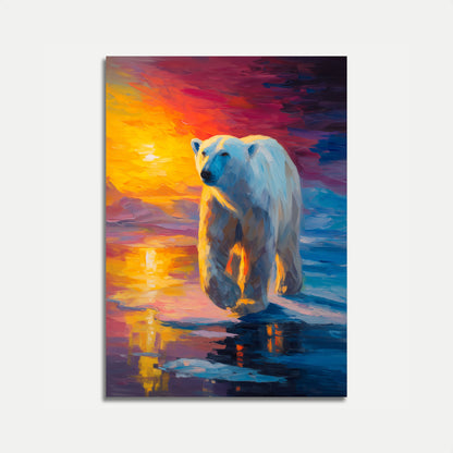 Póster del reflejo del atardecer del oso polar