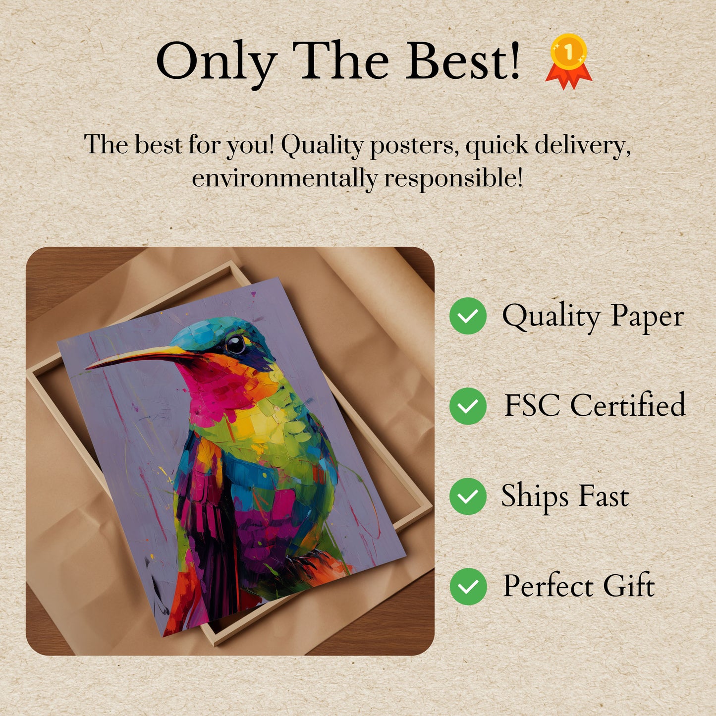Vibrant Colorful Hummingbird Poster