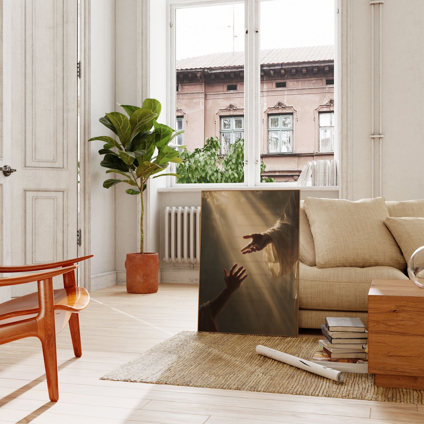 Guddommelig Frelses Hand Som Rekker Plakat