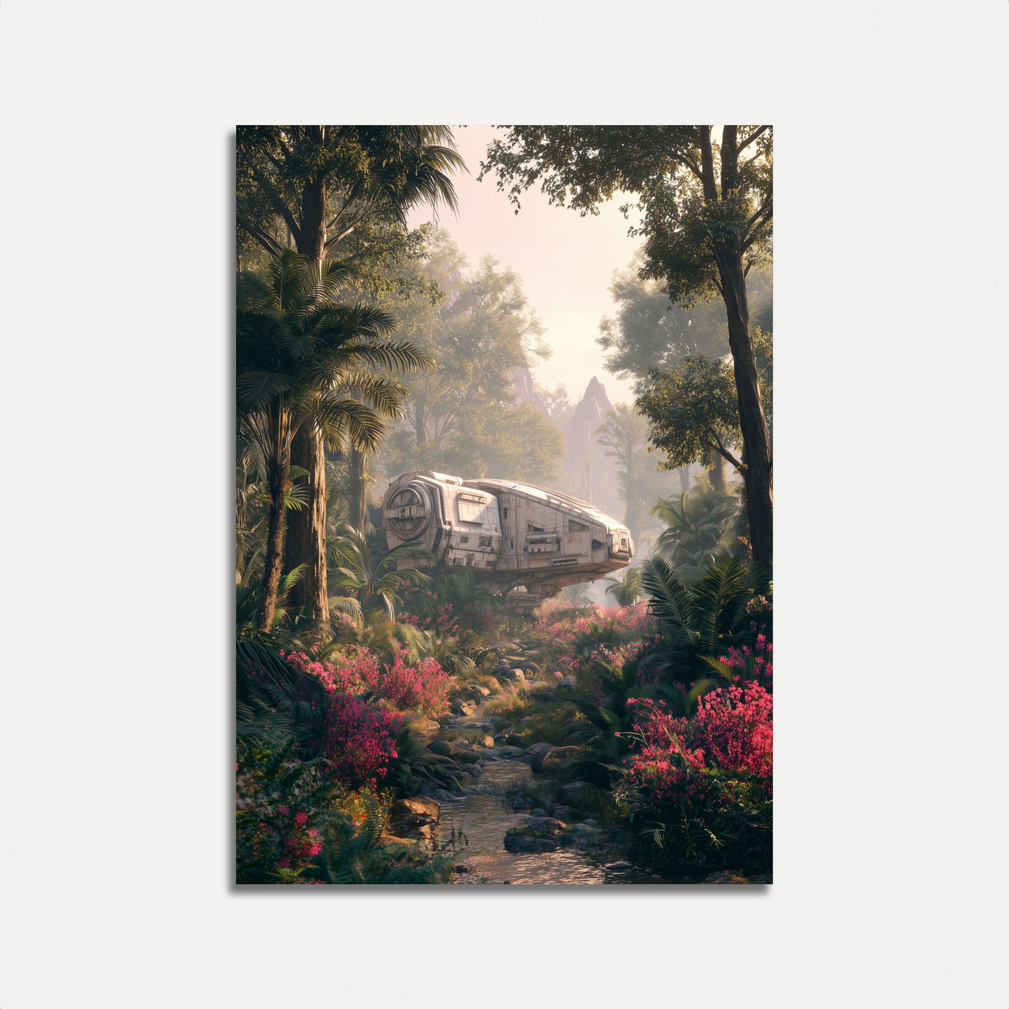 Futuristic Pod in Jungle Landscape Poster