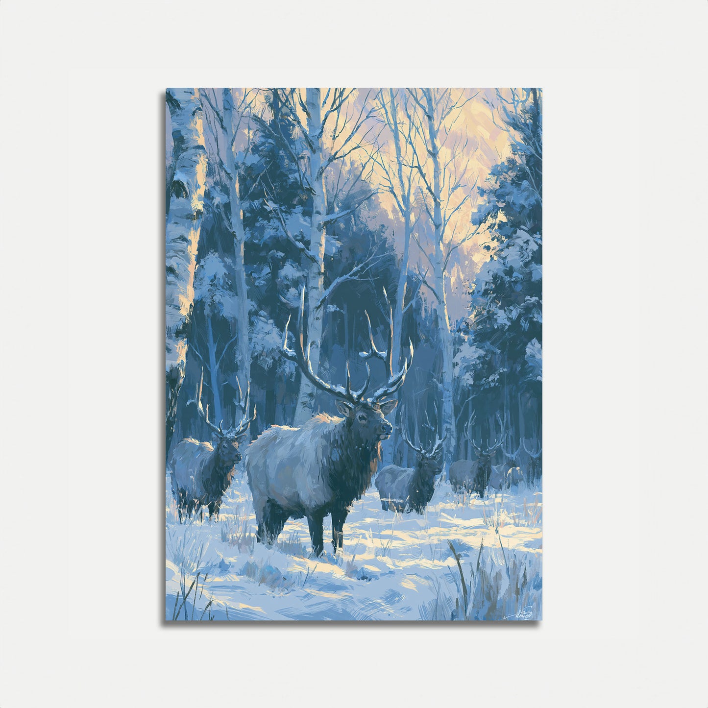 Poster Paesaggio Foresta Cervo Invernale